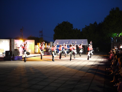 よさこいサークル奄美連合萩組による迫力ある踊り