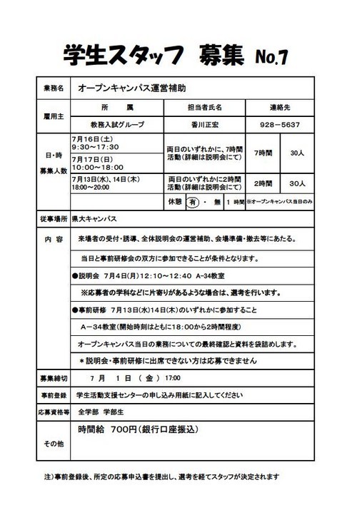 ミニオープンキャンパス運営補助