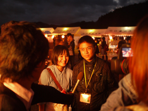 学生広報部のインタビュー中